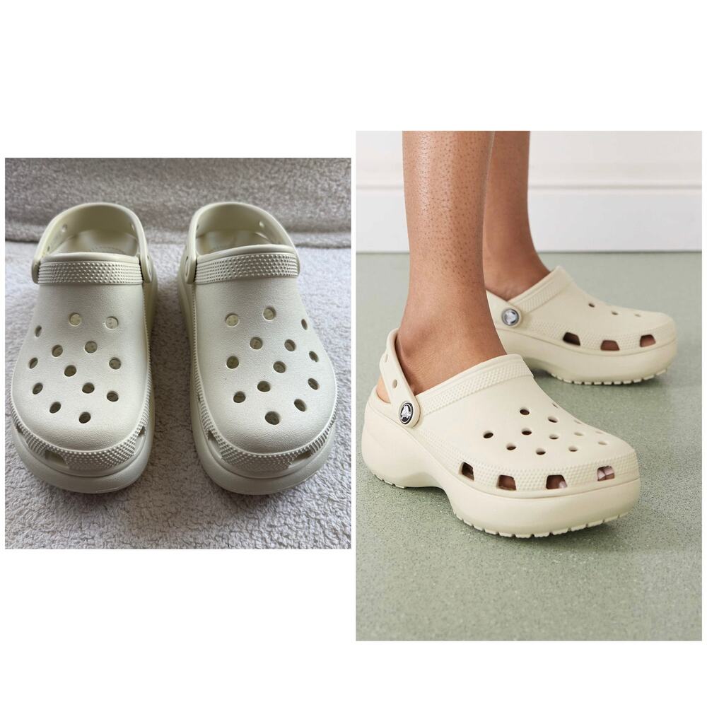 Crocs Classic Platform Clogs in Bone